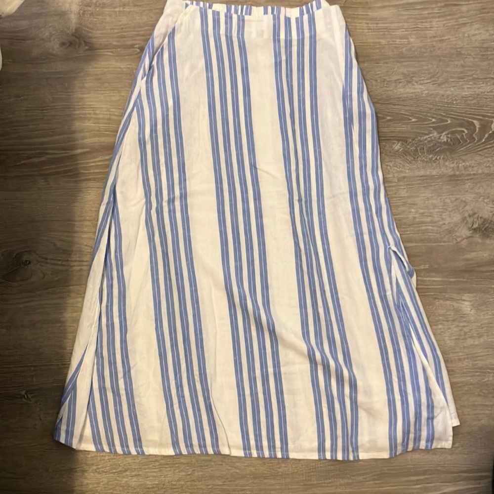 NEW Caslon blue & white striped linen skirt